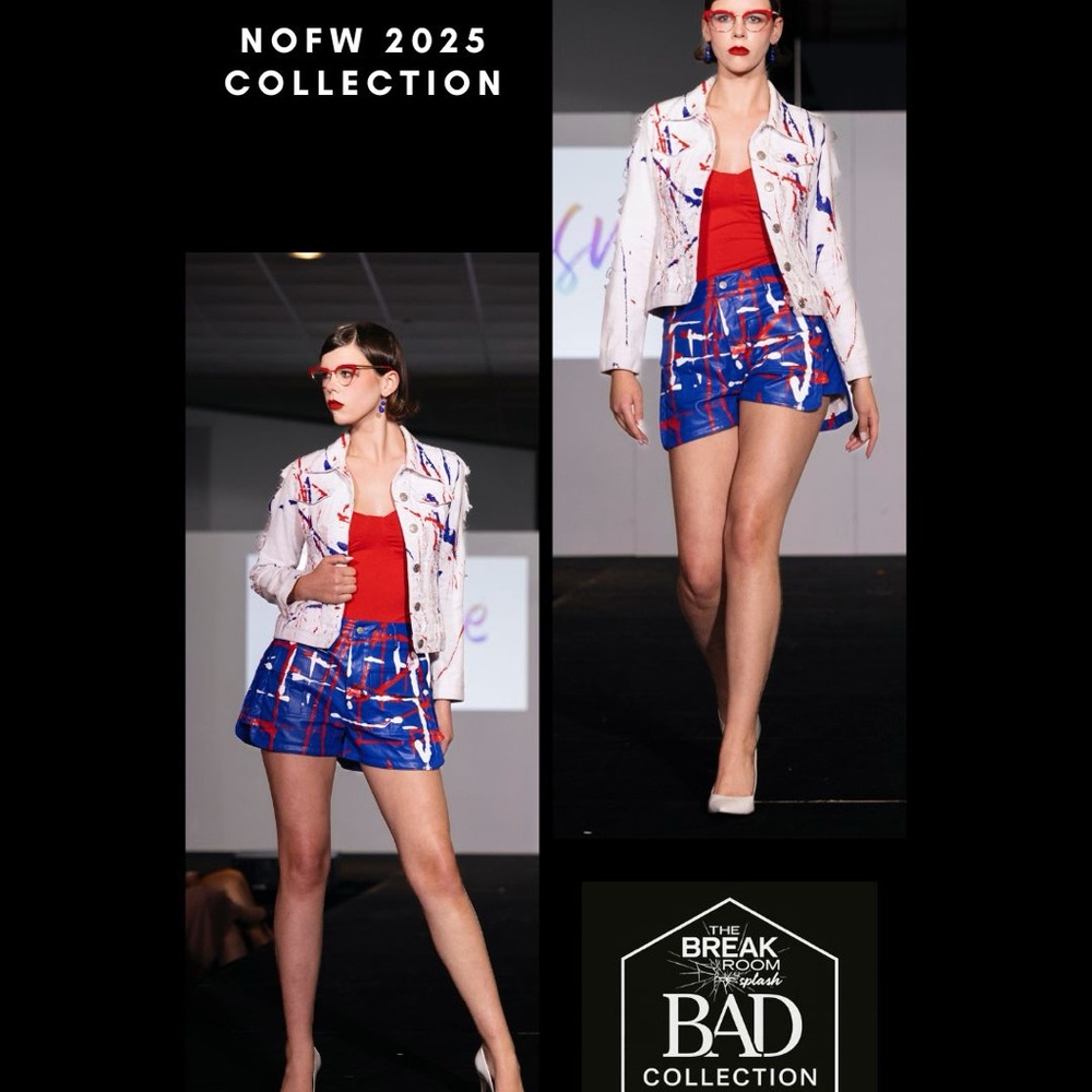 Colorful Abstract Print Jacket and Shorts Set B.A.D.